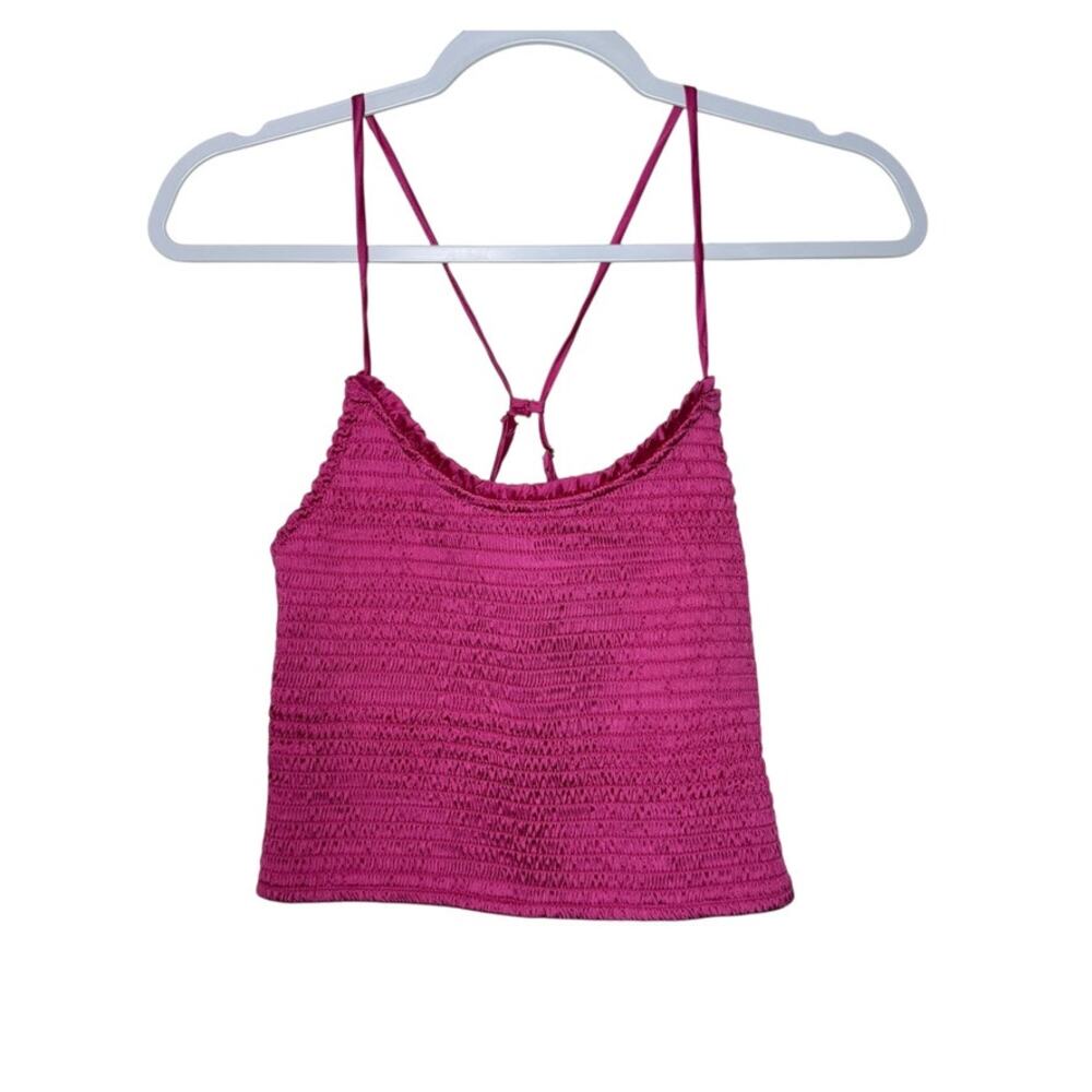 Free People Smocked Right on Time Camisole Women‎ S Fuchsia Party Girly NWT